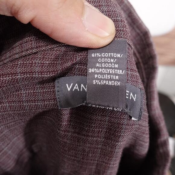 Van Heusen Flex Shirt Mens Large Button Up Long Sleeve Plaid Pocket Casual - Picture 7 of 8